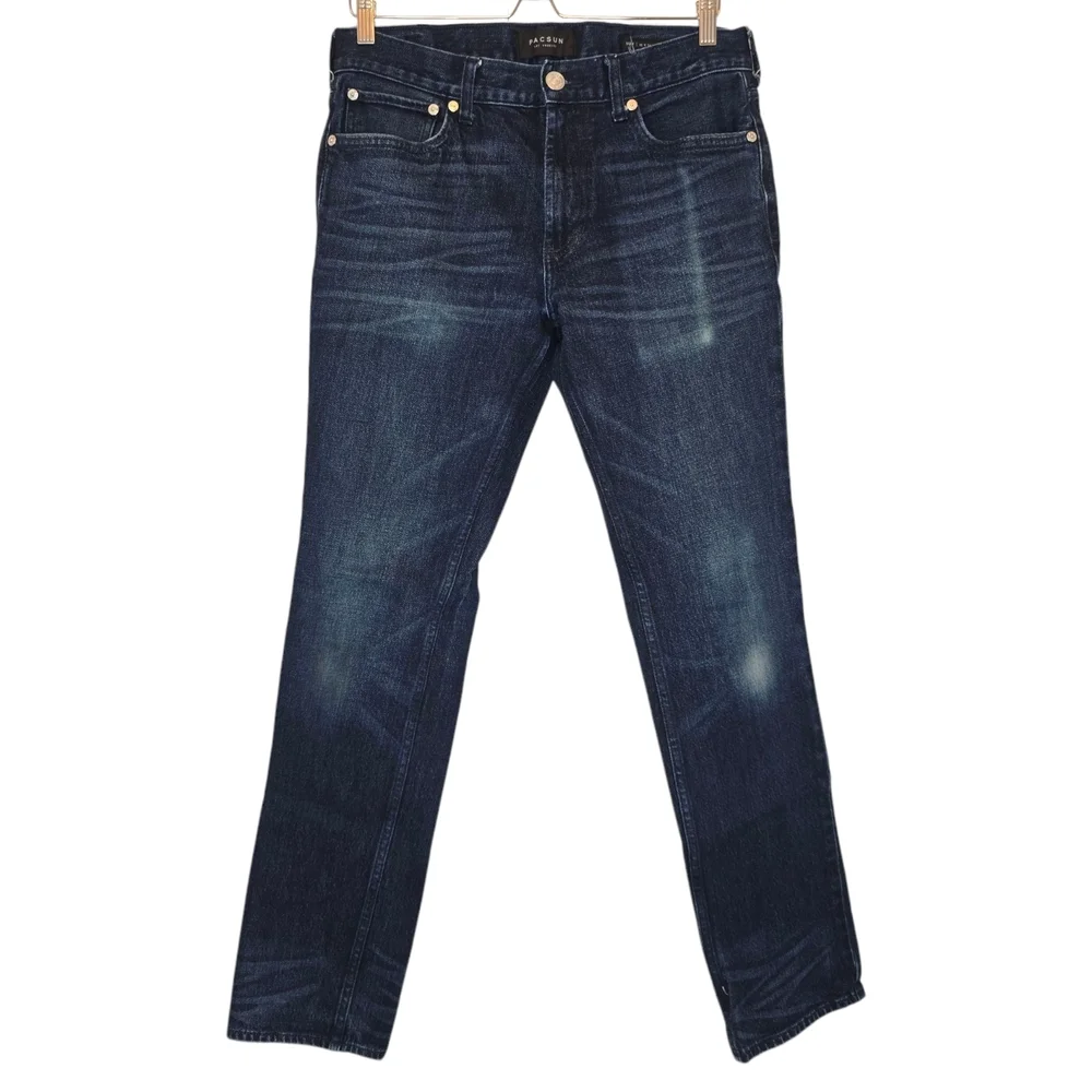 PACSUN Slim Indigo Comfort Stretch Jeans Men's 32x31 Mid-Rise Tapered Fit Casual